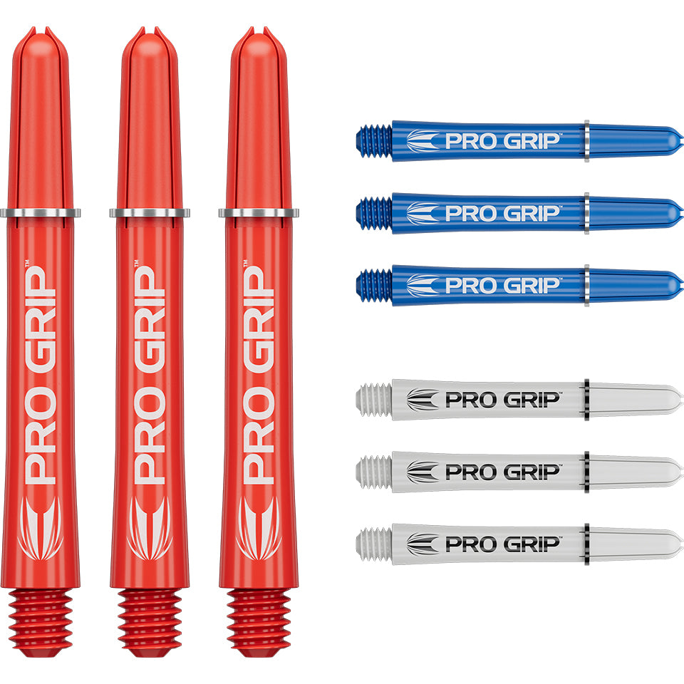 Target Pro Grip Dart Shafts - Intermediate Red/ Blue/ White (3 Sets)