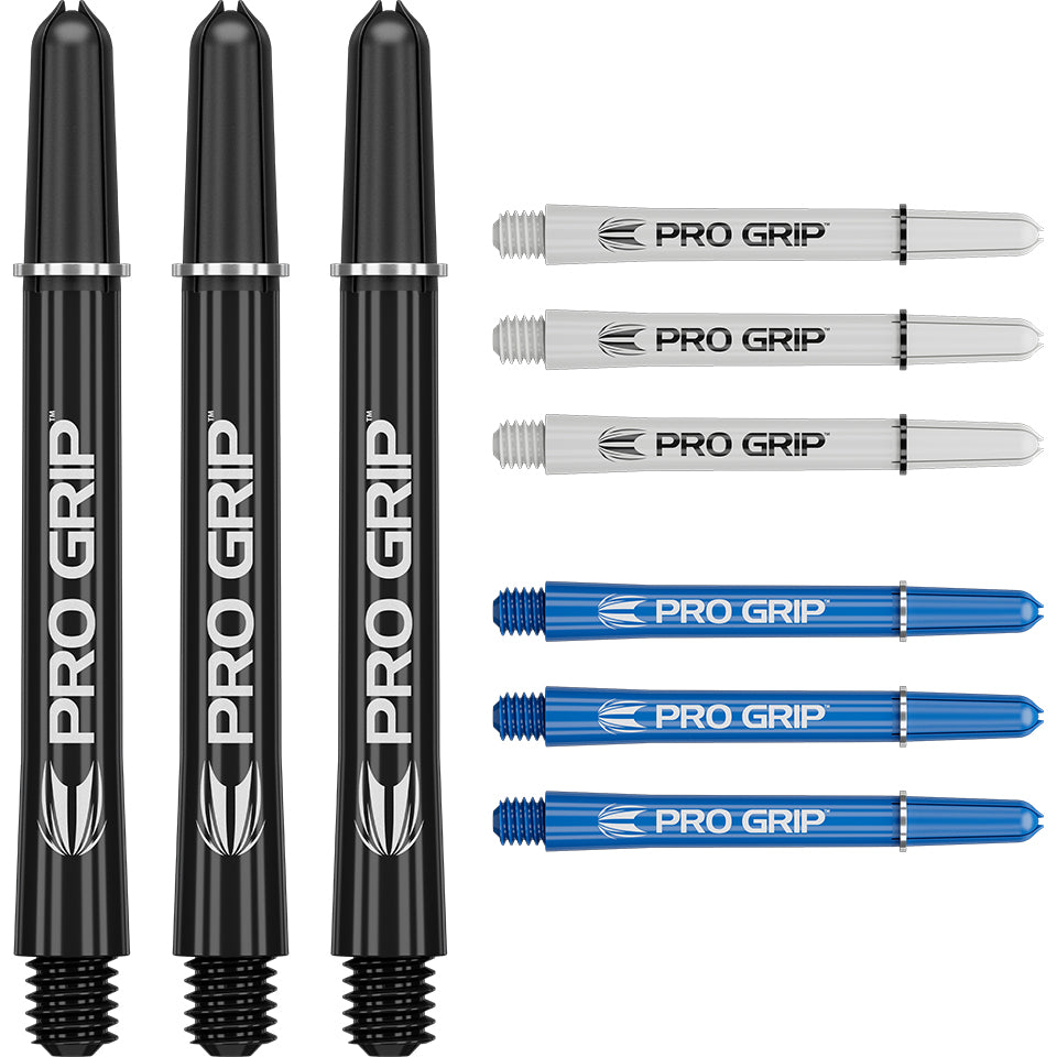 Target Pro Grip Dart Shafts - Medium Black/ White /Blue (3 Sets)