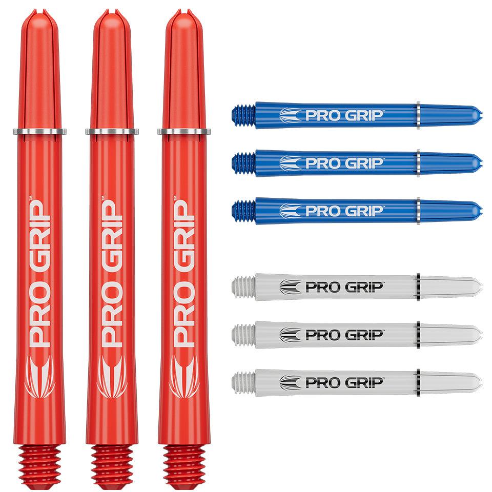 Target Pro Grip Dart Shafts - Medium Red/ Blue/ White (3 Sets)