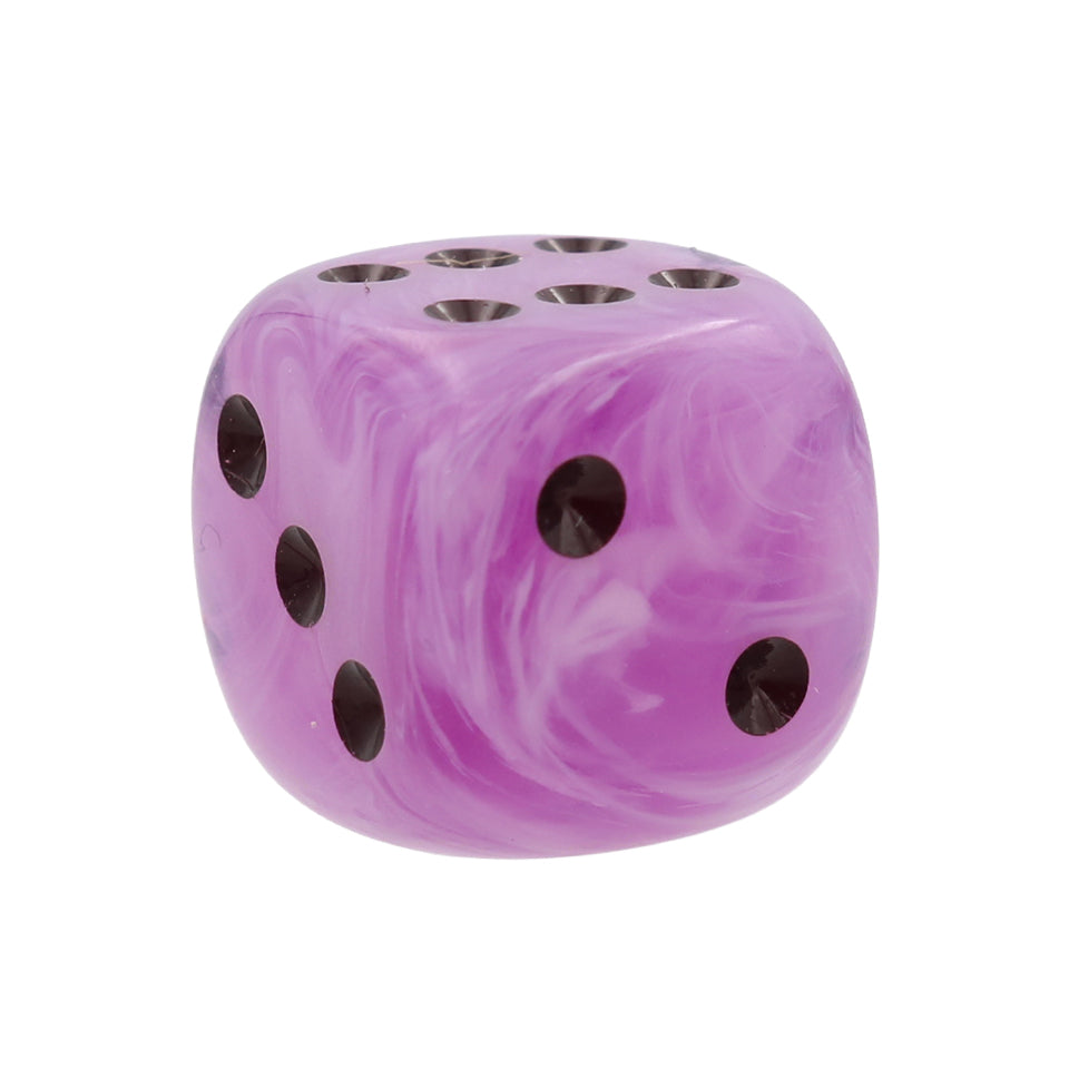 16mm Round Corner Swirl Dice - Purple With Black Dots
