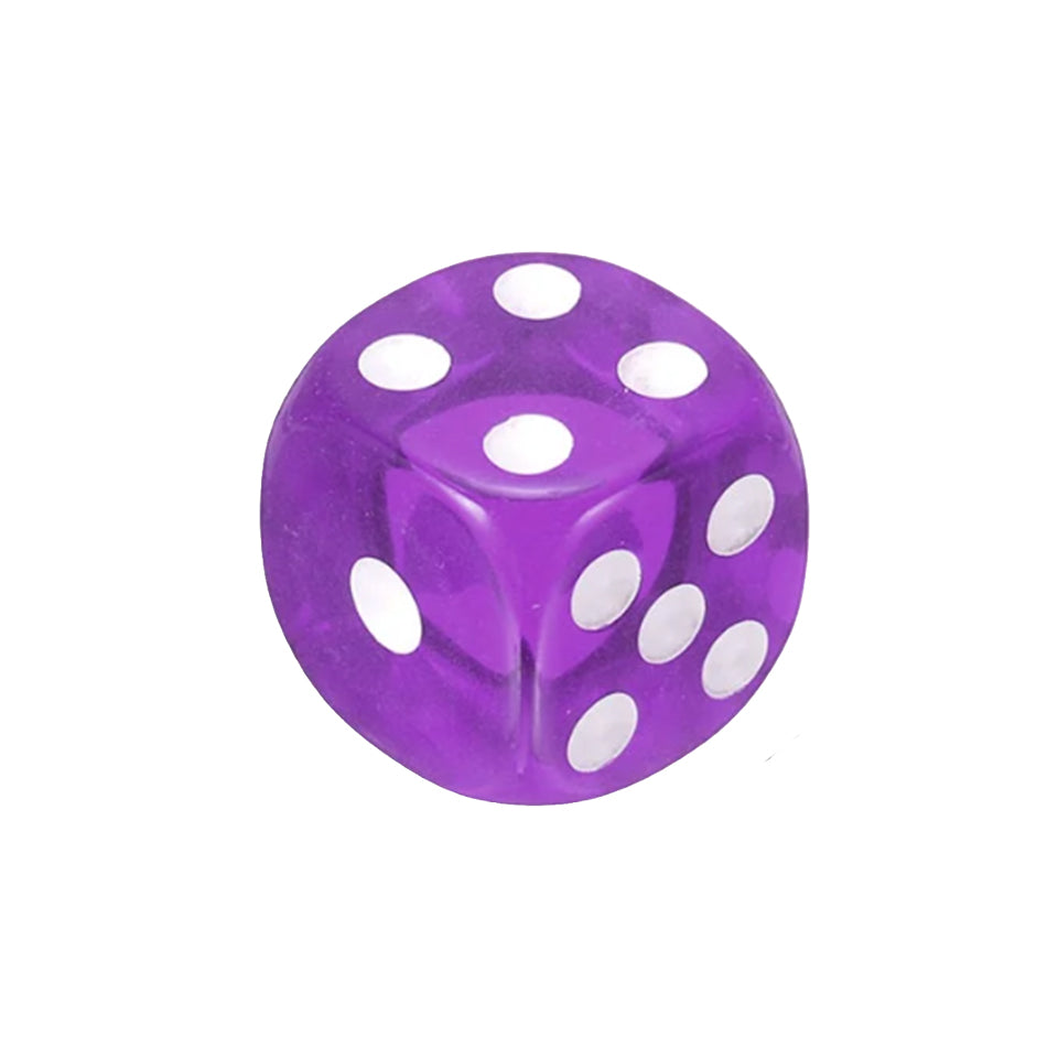 16mm Round Corner Translucent Dice - Light Purple With White Dots