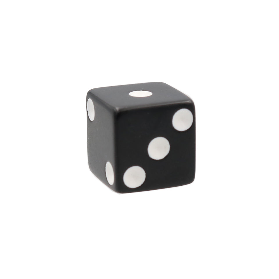 12mm Square Corner Mini Opaque Dice - Black With White Dots