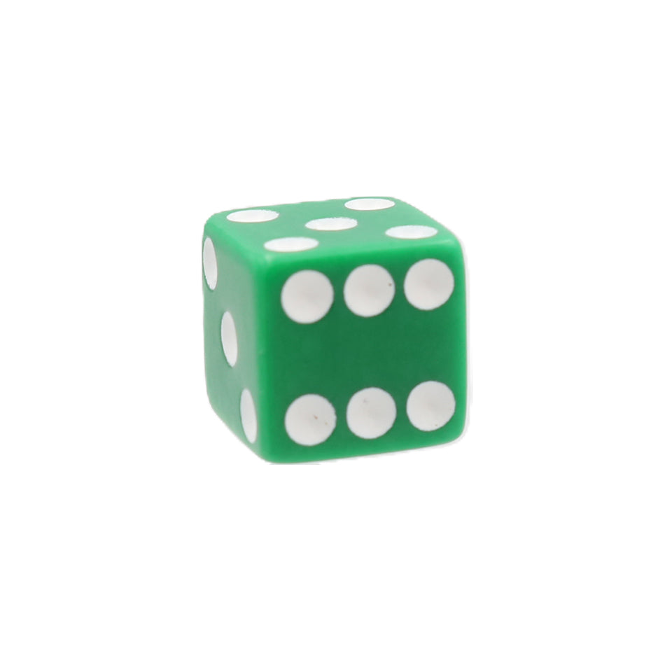 12mm Square Corner Mini Opaque Dice - Green With White Dots