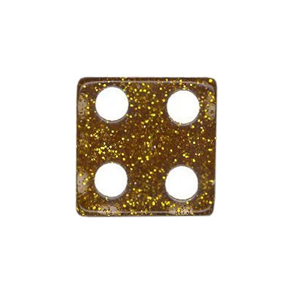 16mm Square Corner Glitter Dice - Gold With White Dots