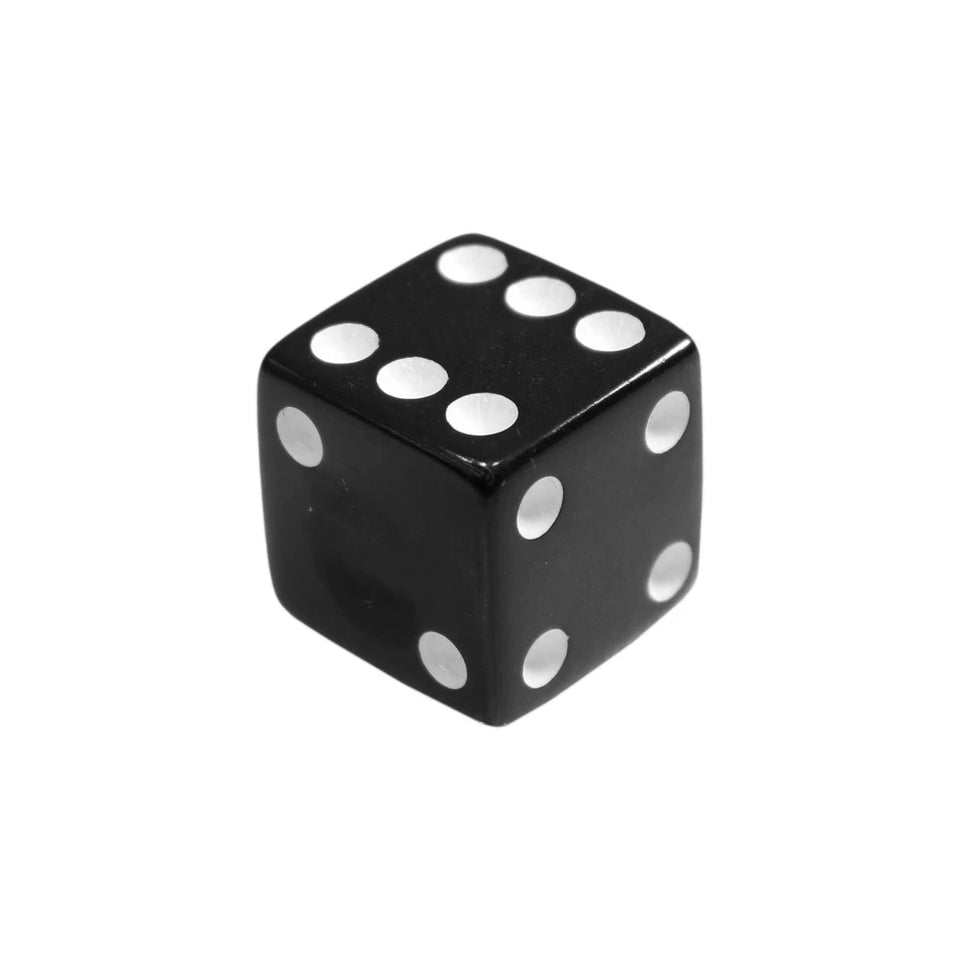 16mm Square Corner Dice - Black With White Dots