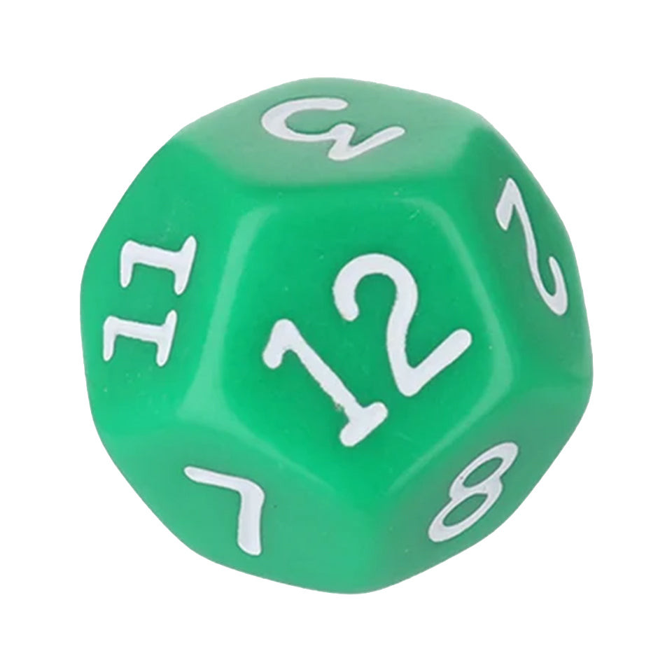 18mm D12 Dice - Green With White Numbers