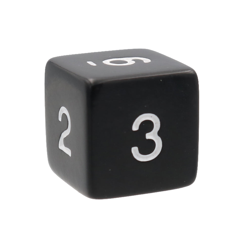 16mm Square Corner Dice - Black With White Numbers