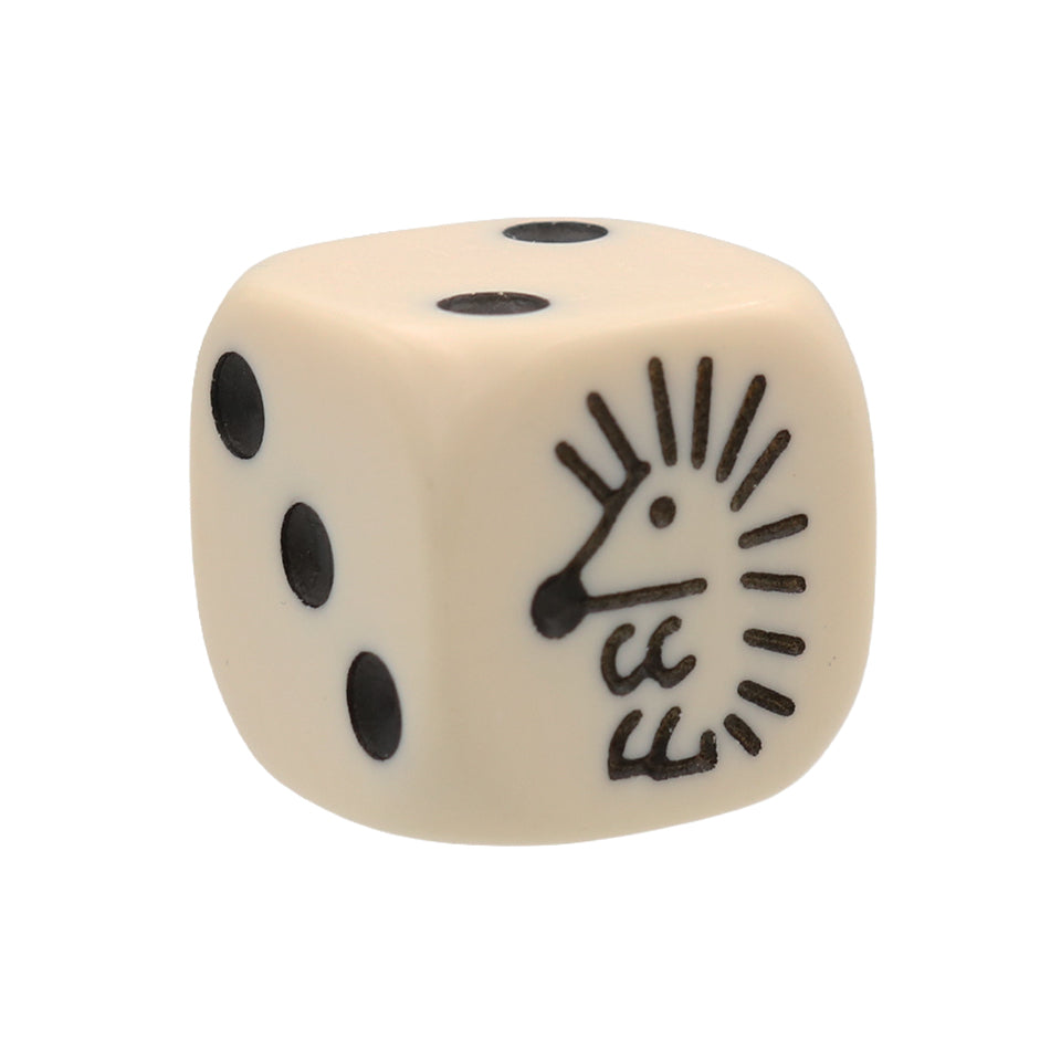 16mm Round Corner Hedgehog Dice - Ivory With Black Dots