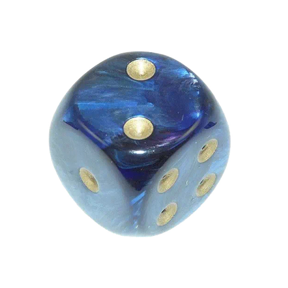 16mm Round Corner Deluxe Dice - Blue With Gold Dots