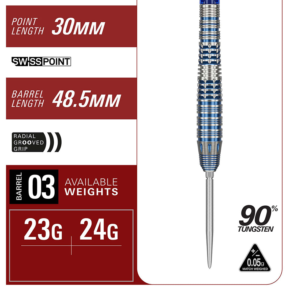 Target Prime Series Mizu 03 Swiss Point Steel Tip Darts - 24gm