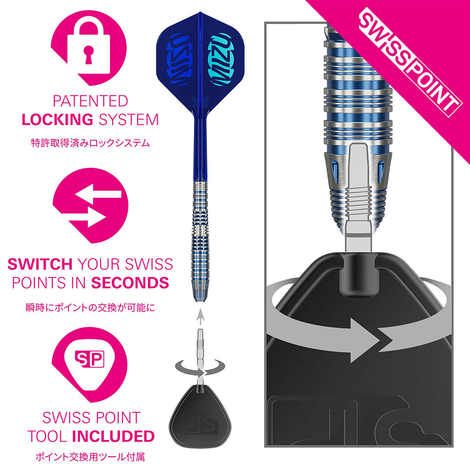 Target Prime Series Mizu 03 Swiss Point Steel Tip Darts - 24gm