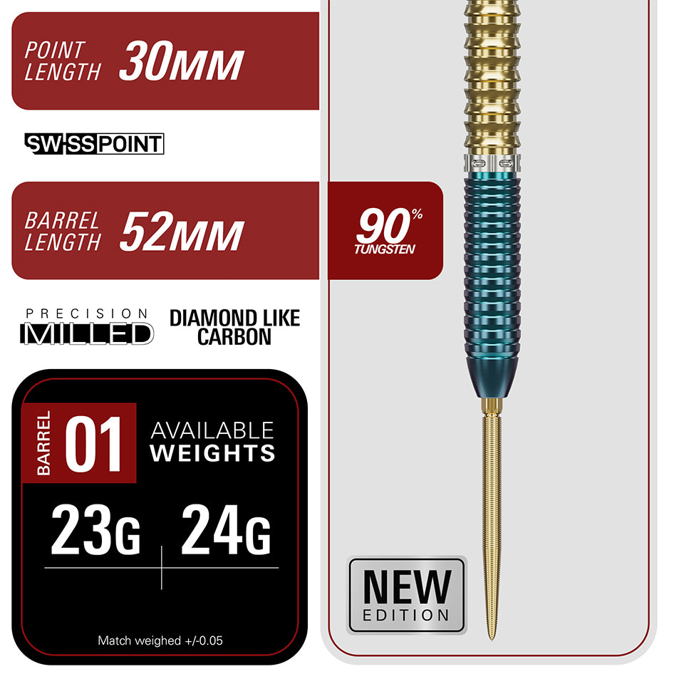 Target Prime Series Zenith G2.5 Swiss Point Steel Tip Darts - 23gm