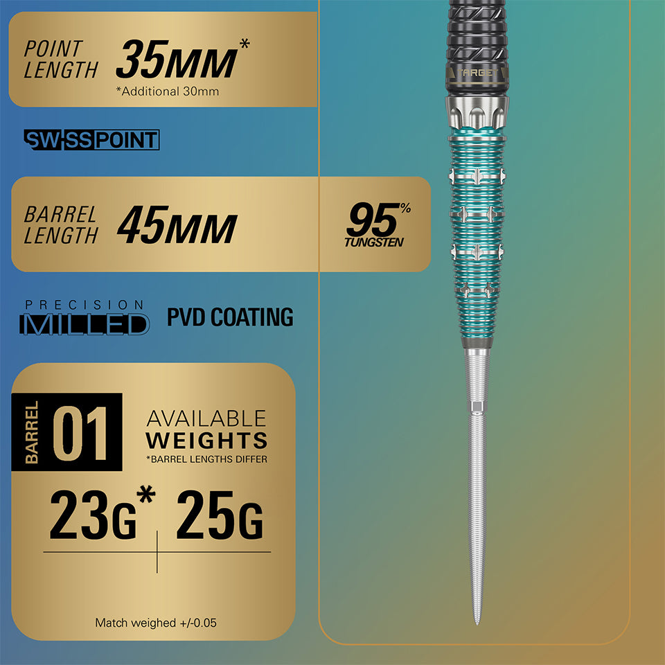 Target The Miracle X Rising Sun Champions Swiss Point Steel Tip Darts - 23gm