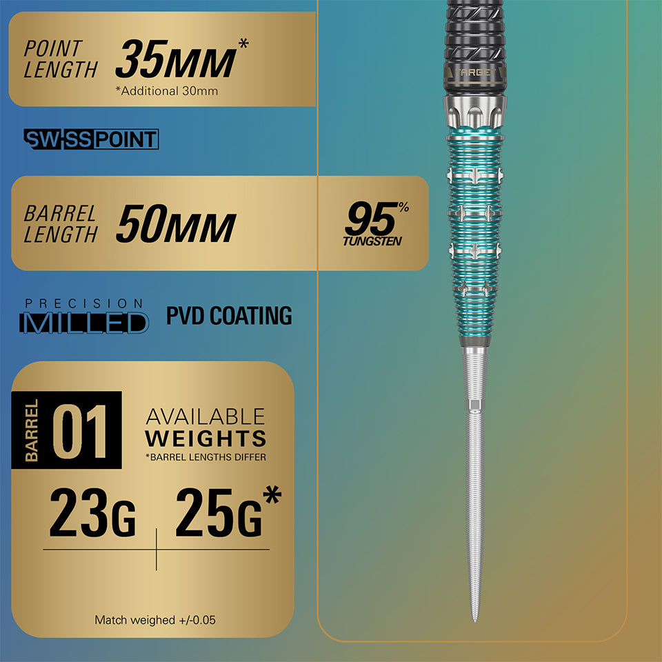Target The Miracle X Rising Sun Champions Swiss Point Steel Tip Darts - 25gm