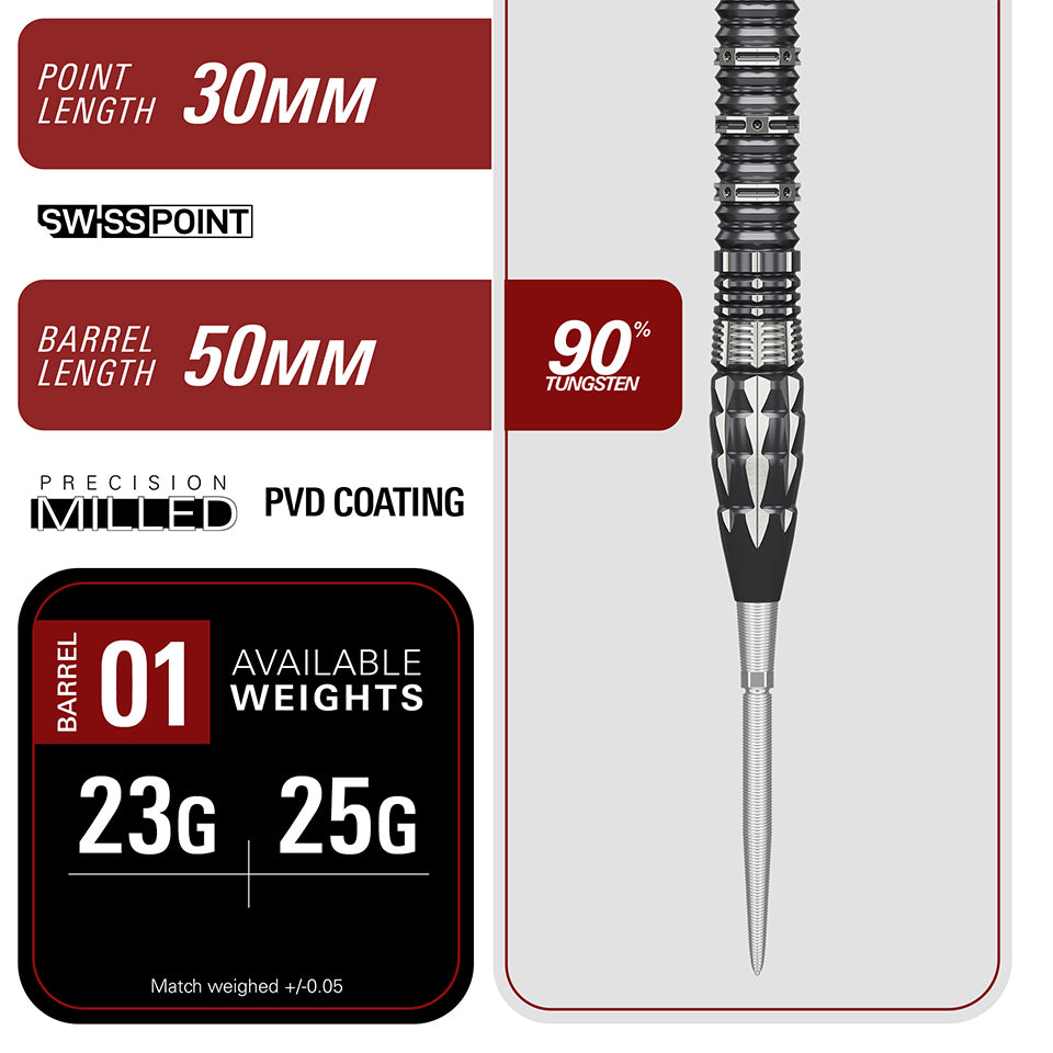 Target Mitsumasa Hoshino Pyro G12 Swiss Point Steel Tip Darts - 25gm