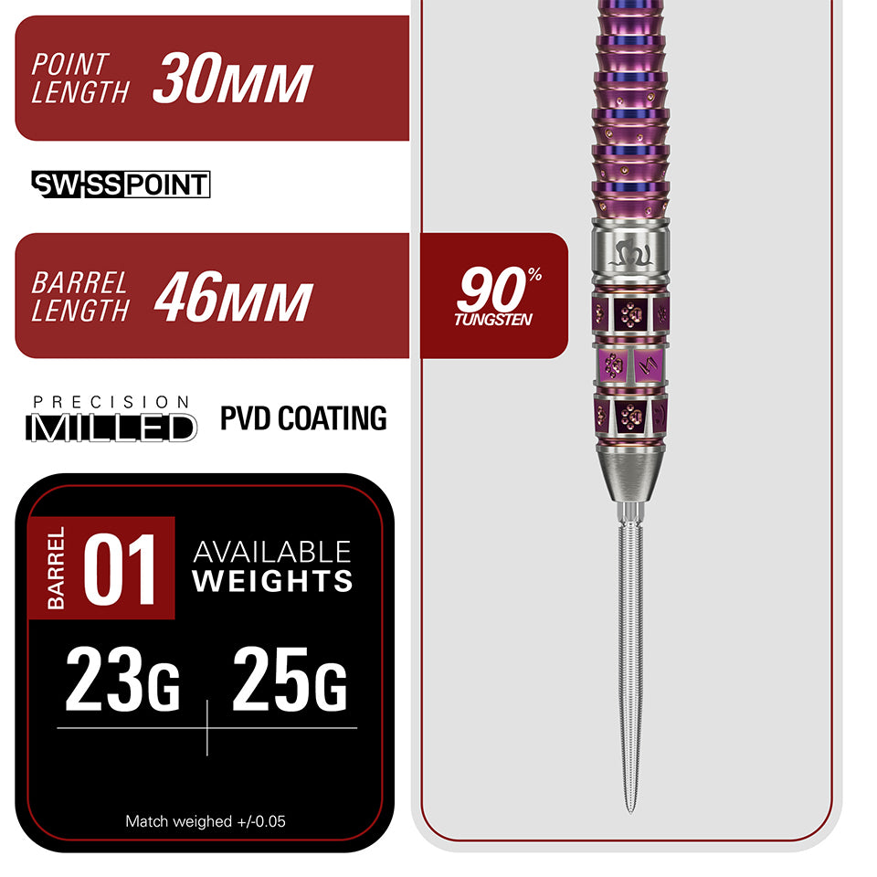 Target Prime Series Mayo G8 Swiss Point Steel Tip Darts - 23gm