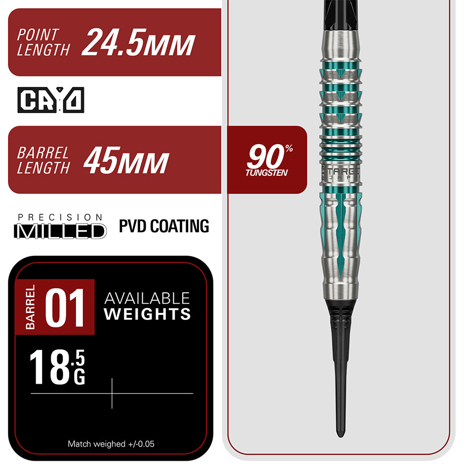 Target Black Marque Pierce Soft Tip Darts - 18.5gm