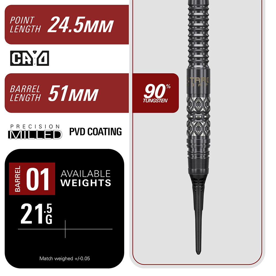 Target Black Marque Creed Soft Tip Darts - 21.5gm