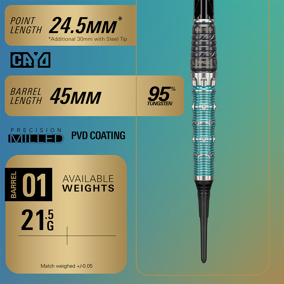 Target The Miracle X Rising Sun Champions Soft Tip Darts - 21.5gm