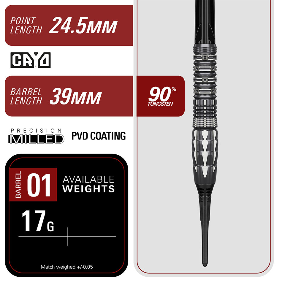 Target Mitsumasa Hoshino Pyro G12 Soft Tip Darts - 17gm