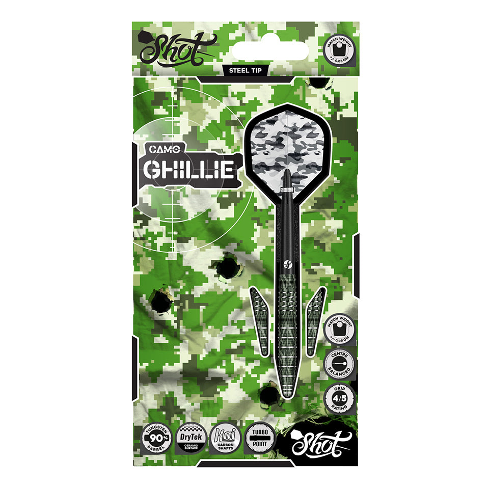 Shot Camo Ghillie Turbo Point Steel Tip Darts - 25gm