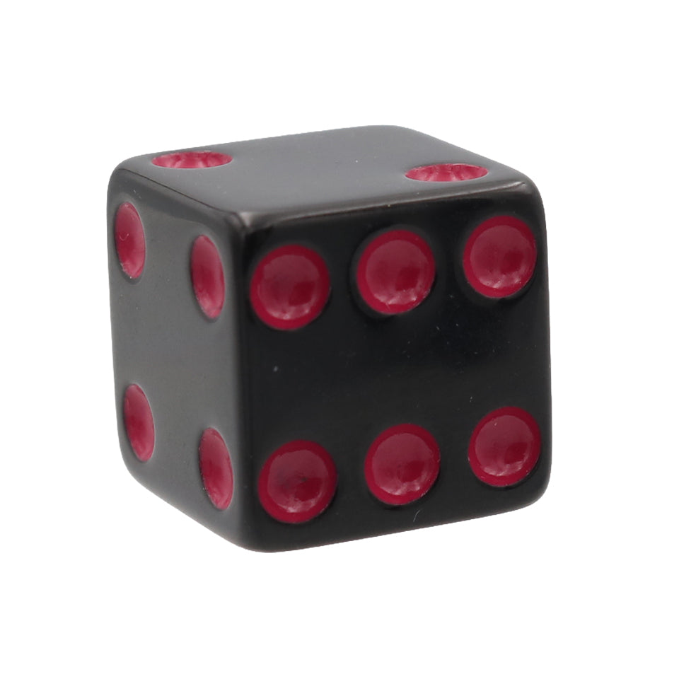 16mm Square Corner Dice -  Black With Pink Dots