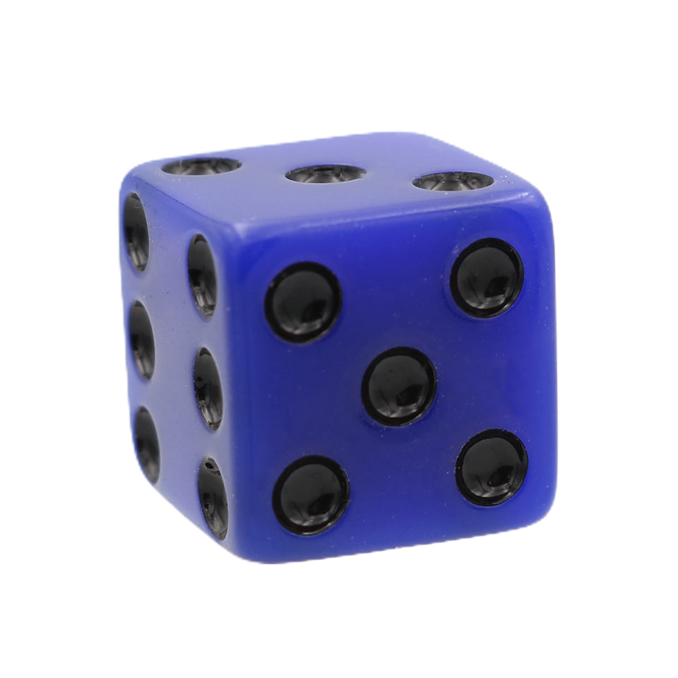16mm Square Corner Dice -  Blue With Black Dots
