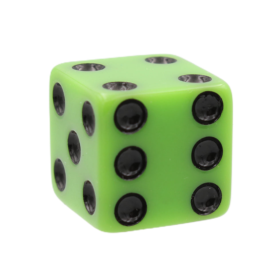 16mm Square Corner Dice -  Green With Black Dots