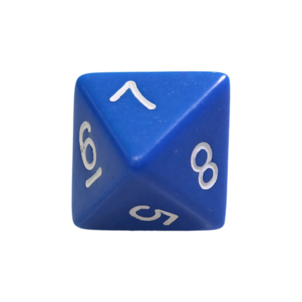 15mm Square Corner 8 Side Dice - Blue With White Numbers