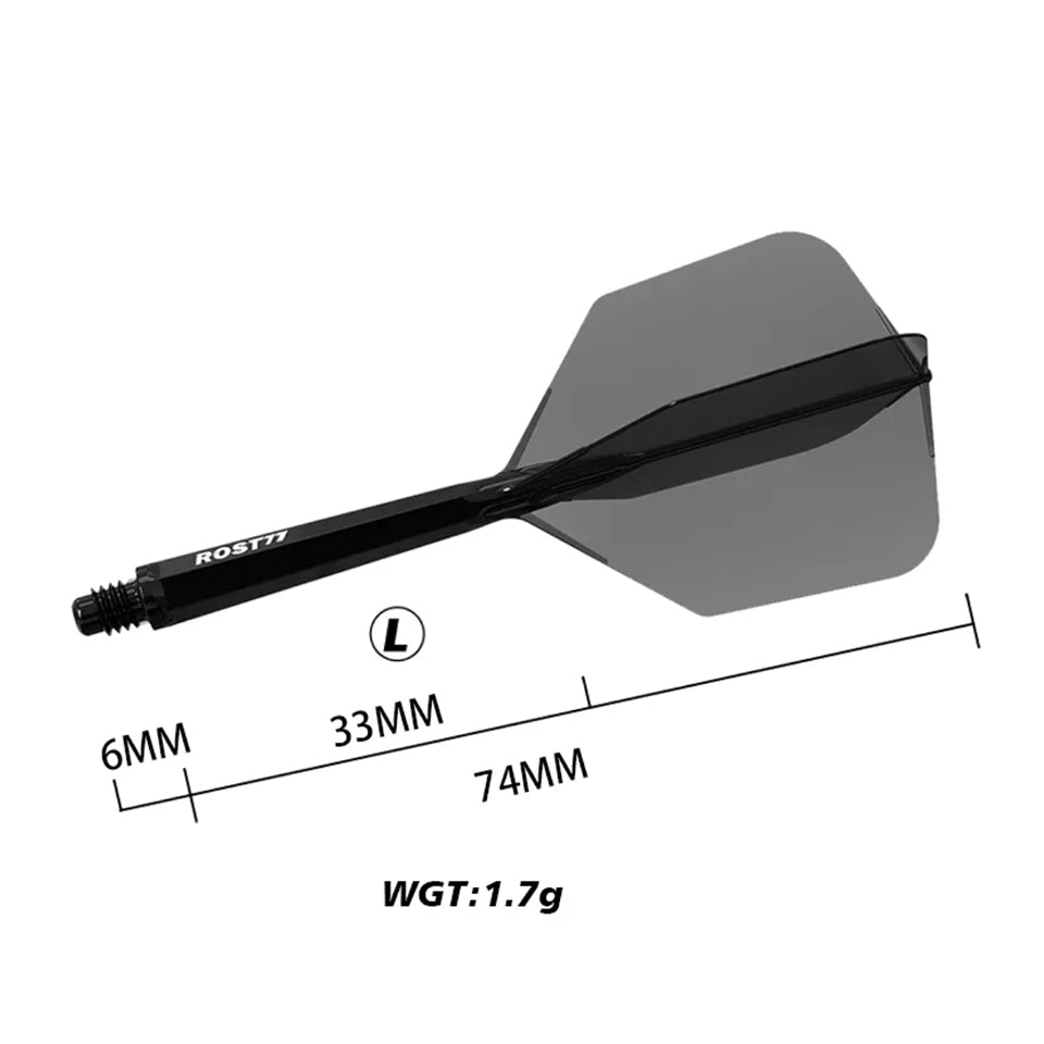 Cuesoul Rost 77 Integrated Dart Flights - Big Wing Black (L) 33mm