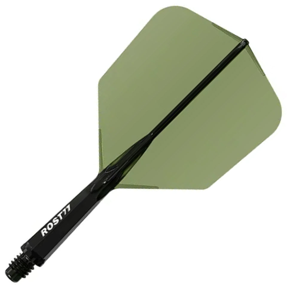 Cuesoul Rost 77 Integrated Dart Flights - Big Wing Clear Dark Green (L) 33mm