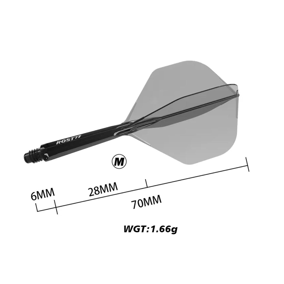 Cuesoul Rost 77 Integrated Dart Flights - Big Standard Black (M) 28mm
