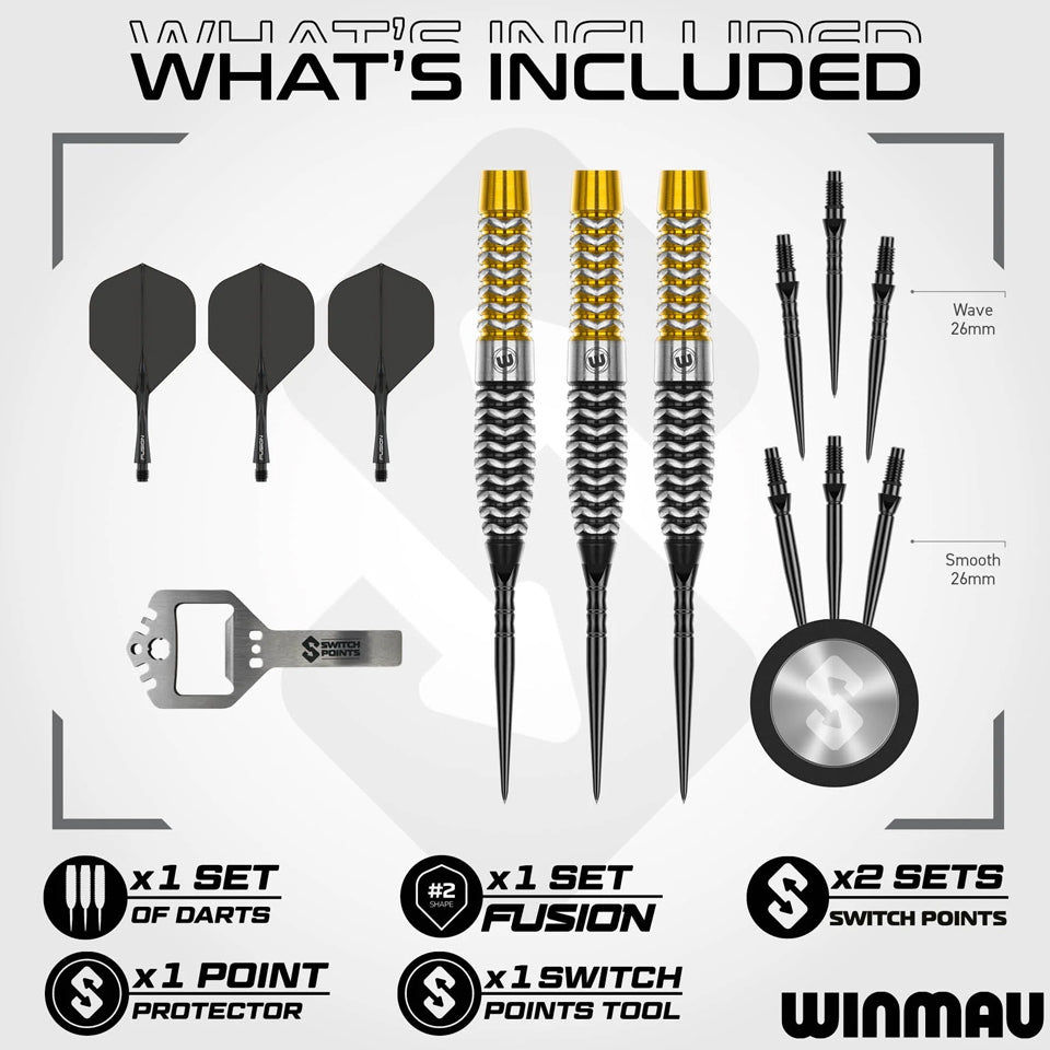Winmau Exion Torpedo Switch Point Steel Tip Darts - 24gm