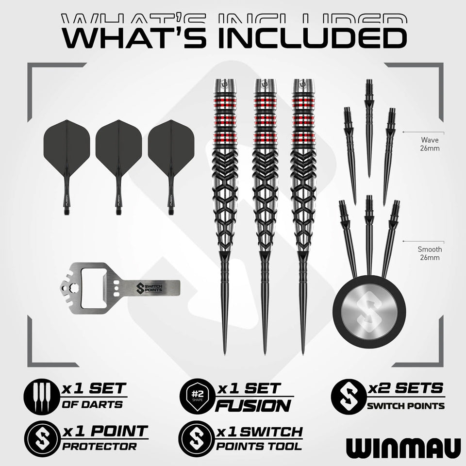 Winmau Fornax Torpedo Switch Point Steel Tip Darts - 23gm