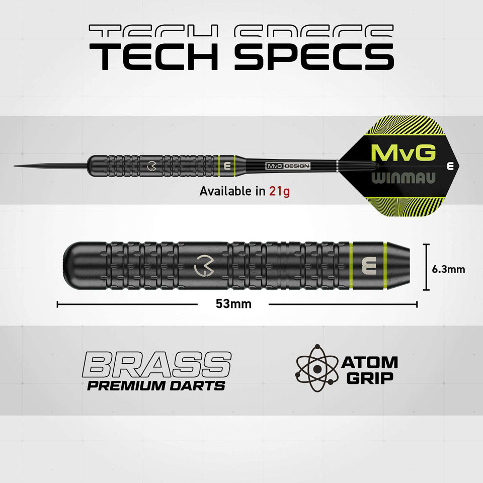Winmau MvG Brass Steel Tip Darts - 21gm