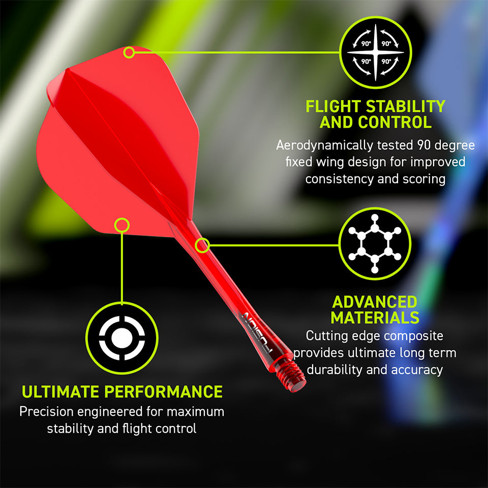 Winmau Fusion Integrated Flight & Shaft System - No6 Short Red