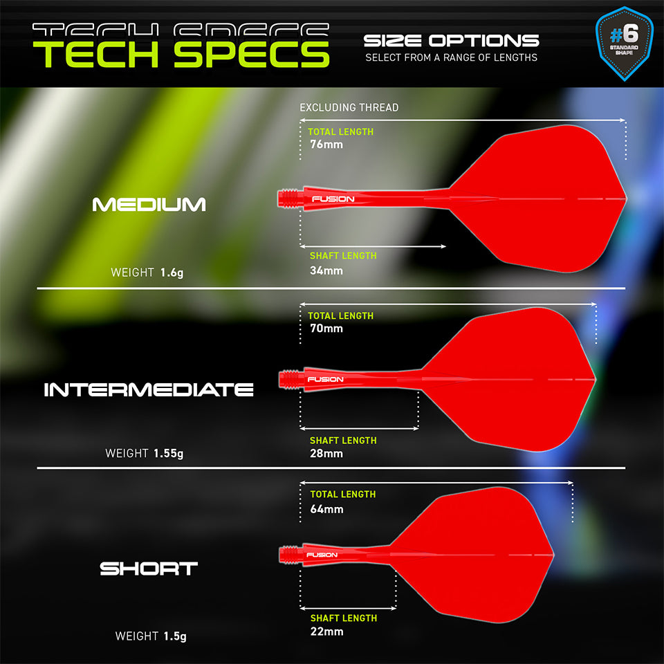 Winmau Fusion Integrated Flight & Shaft System - No6 Short Red