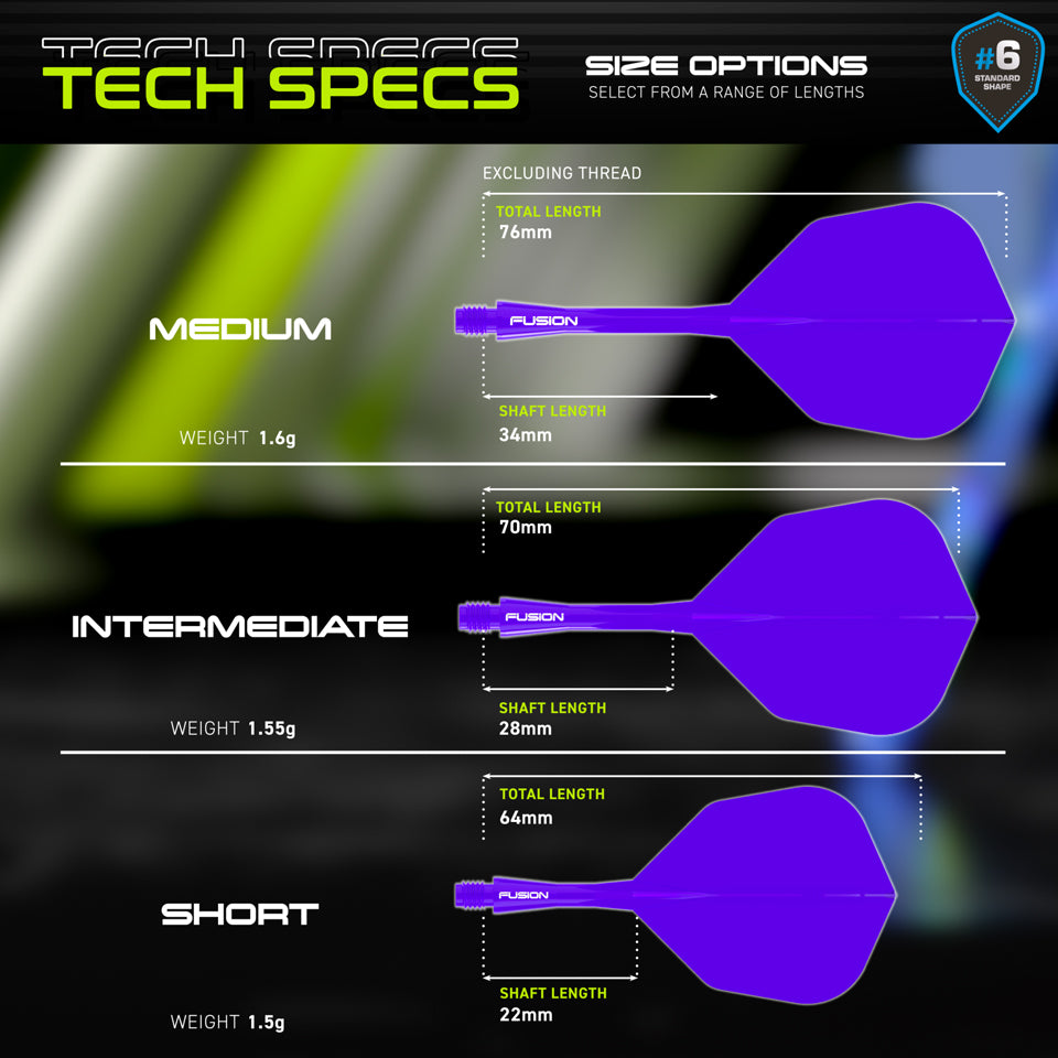 Winmau Fusion Integrated Flight & Shaft System - No6 Short Purple