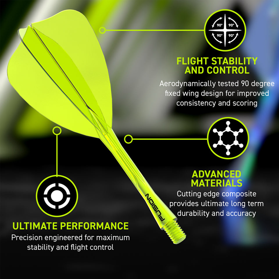 Winmau Fusion Integrated Flight & Shaft System - Arrow Short Transparent Yellow
