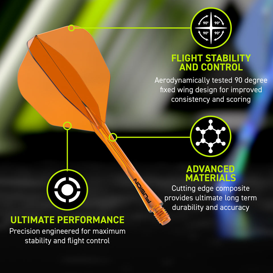 Winmau Fusion Integrated Flight & Shaft System - No6 Intermediate Neon Orange