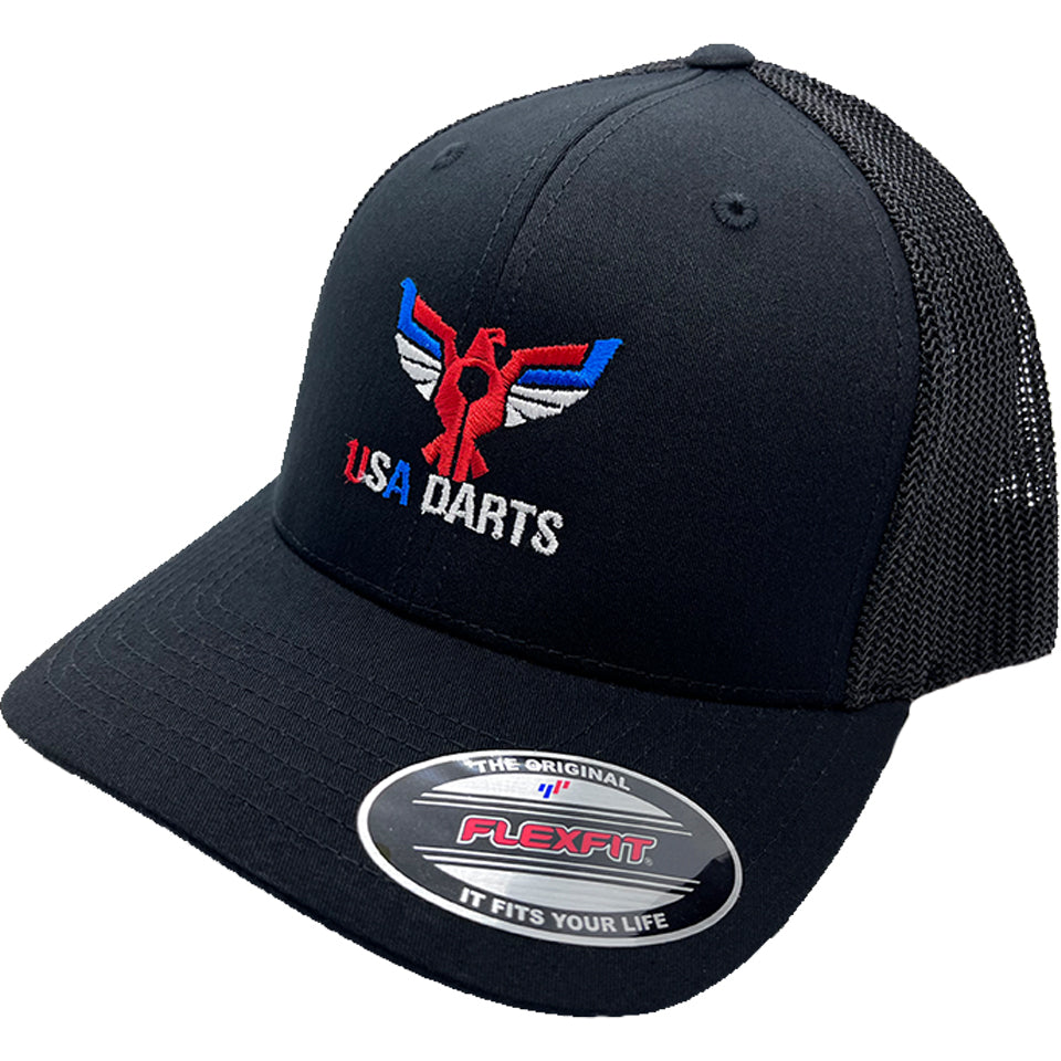USA Darts Flexfit 6511 Trucker Hat - Black
