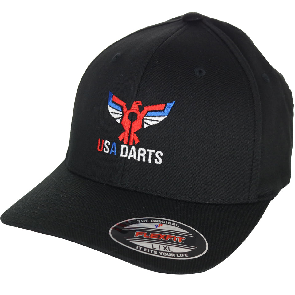 USA Darts Flexfit 6277 Wooly Combed Hat - Black L/XL