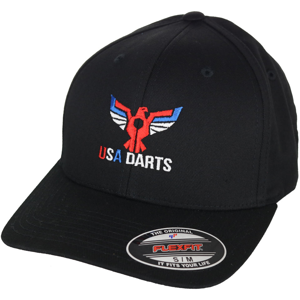 USA Darts Flexfit 6277 Wooly Combed Hat - Black S/M