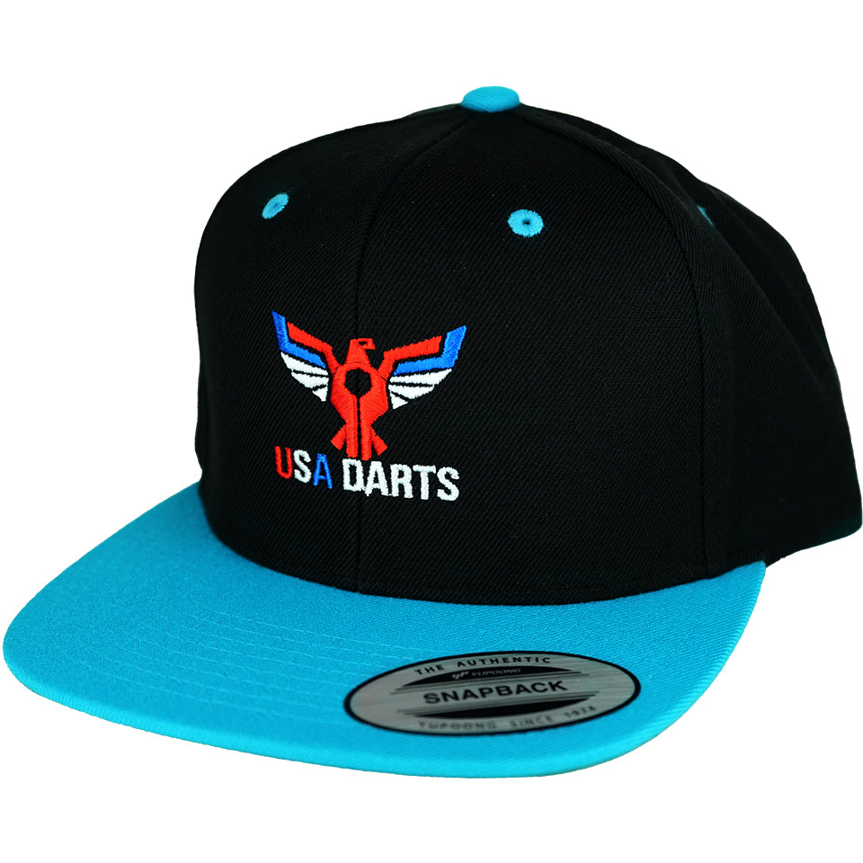 USA Darts Yupoong 6089 Snapback Hat - Black/Teal