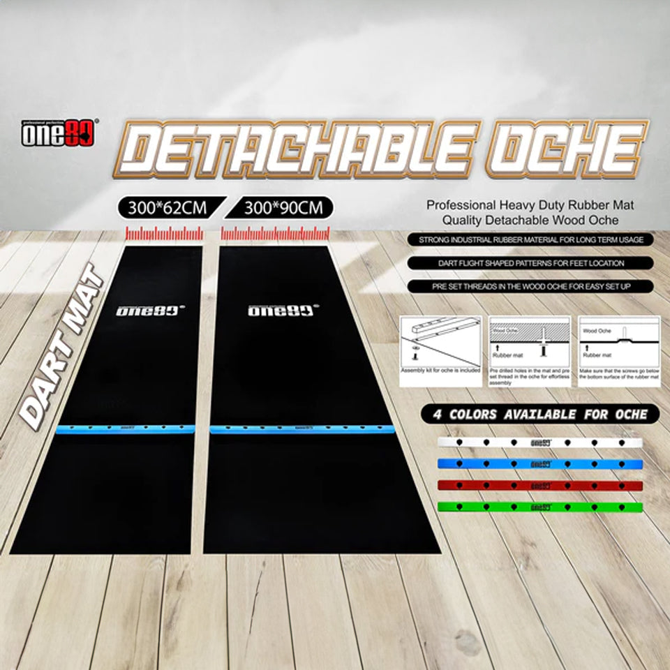 One80 Rubber Dart Mat With Detachable Oche - White