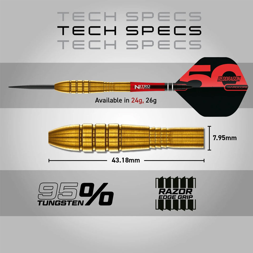 Red Dragon Golden Virgin 5 Steel Tip Darts - 26gm