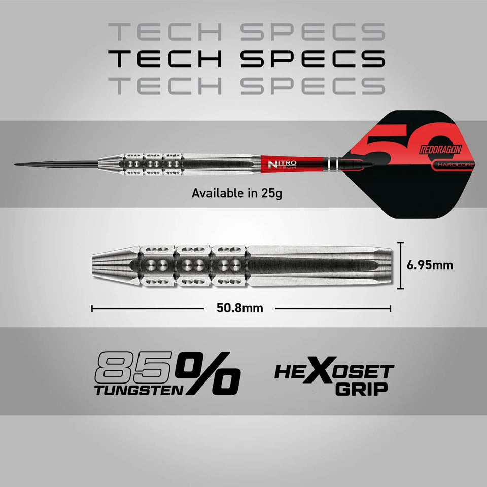 Red Dragon Hexoset 3 Steel Tip Darts - 25gm