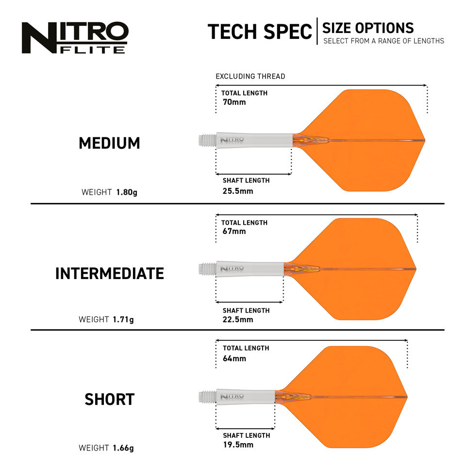 Red Dragon Nitro Flite Integrated Flight & Shaft System - No2 Short White & Orange