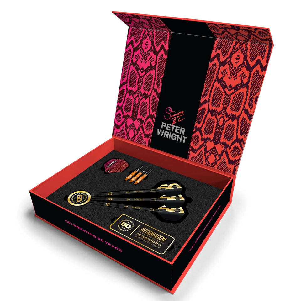 Red Dragon Peter Wright 50 Year Limited Edition Steel Tip Darts - 21gm