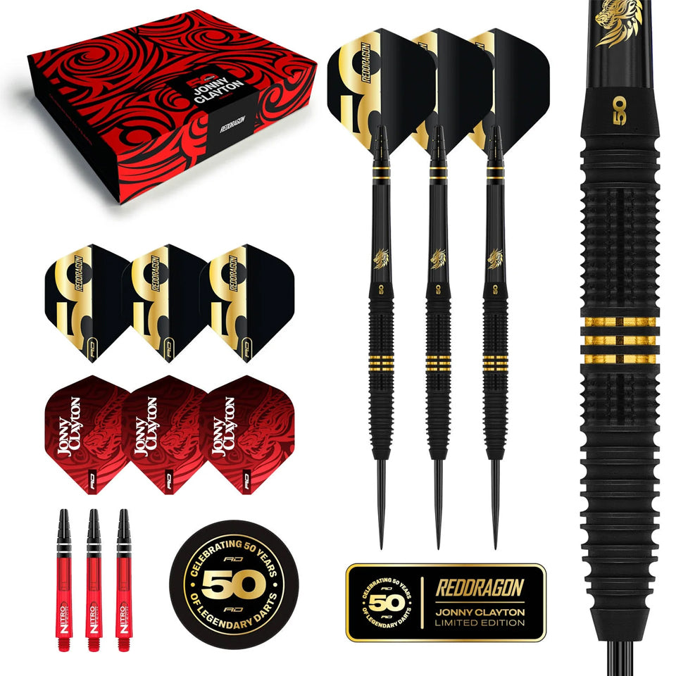 Red Dragon Jonny Clayton 50 Year Limited Edition Steel Tip Darts - 22g